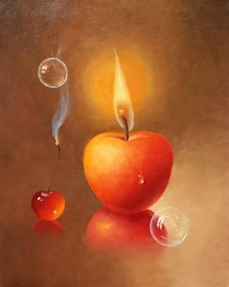 Pomponismus Apfel Kerze