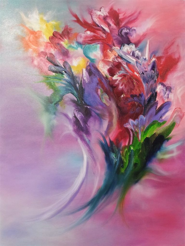 Abstrakter_Blumenstrauss_Acryl_Oel_60_80