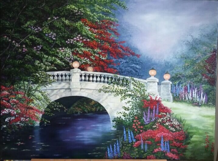 Bruecke_im_Abendlicht_Oel_60_80