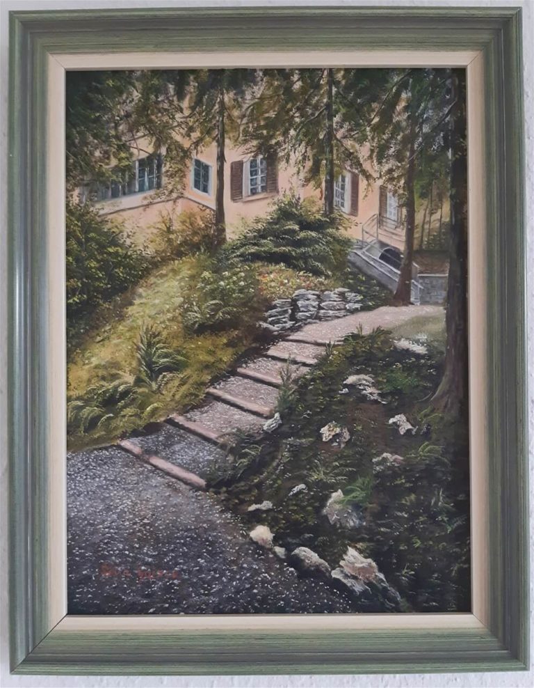 Haus_in_Reinach_Oel_40_50_nacheinemschwarzweissfotoaus1962