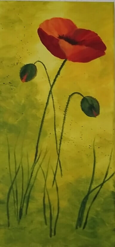 Kleine Mohnblume Mischtechnik Akryl Oel_ 20_40_verkauft
