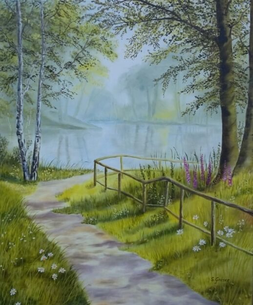 Morgenstimmung am Weiher_Oel_50_60