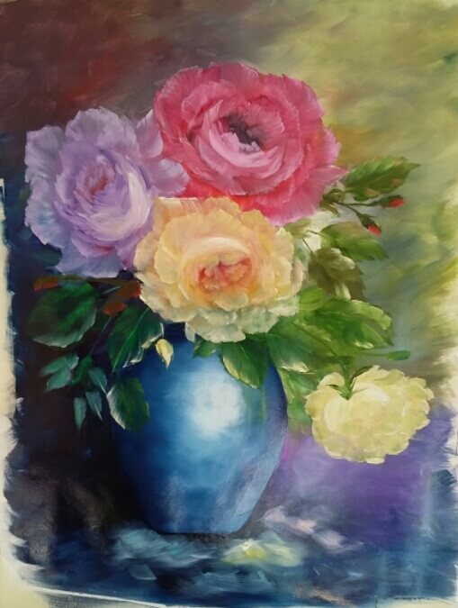 Rosen in der Vase_Oel_40_50