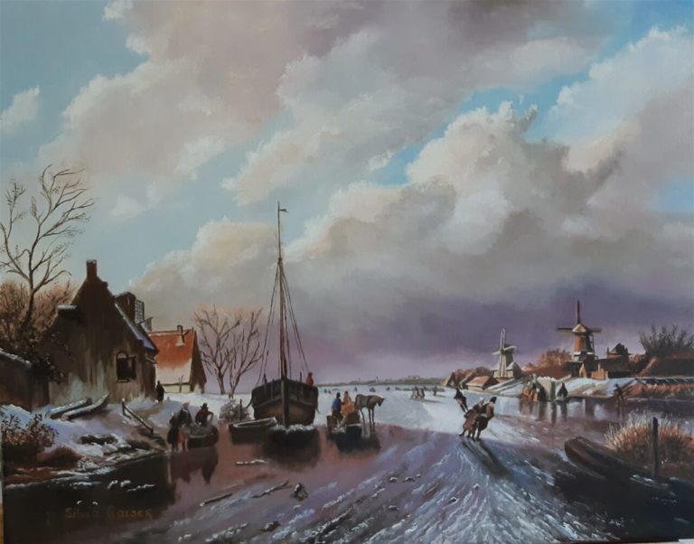 Schlittschuhfahrt_auf_Kanal_in_Holland_Oel_50_40