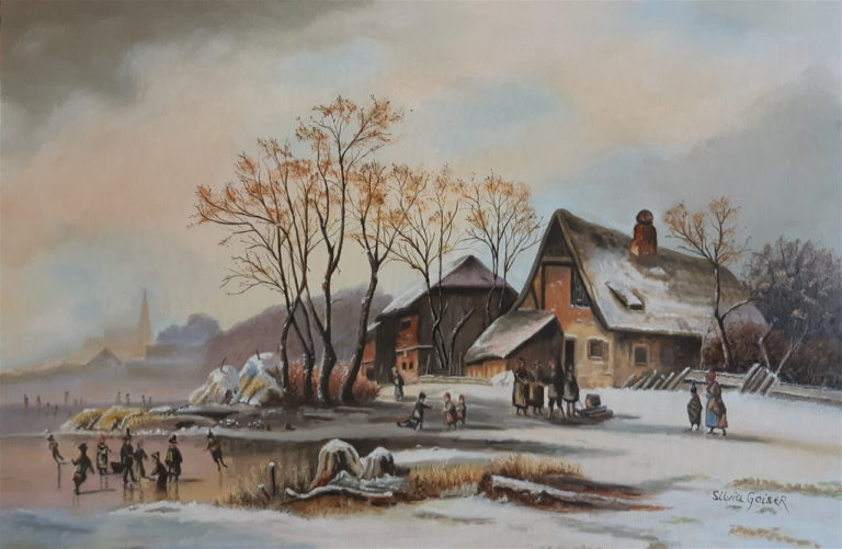 Schulpause_in_Munchen_im_Winter_Oel_60_40