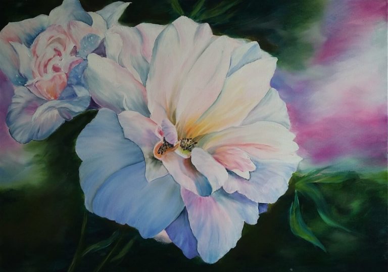 Weisse Rose_Acryl_Oel_60_80